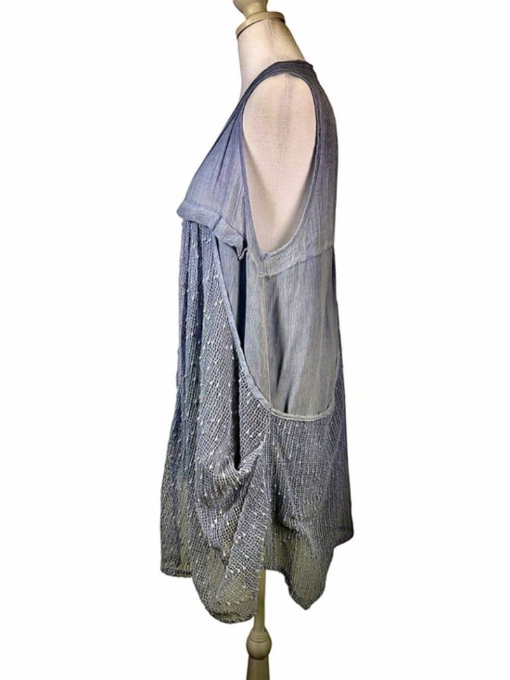 Simply Couture Dusty Blue Lagenlook Draped Vest L Boho Artwear Layered - Picture 6 of 12